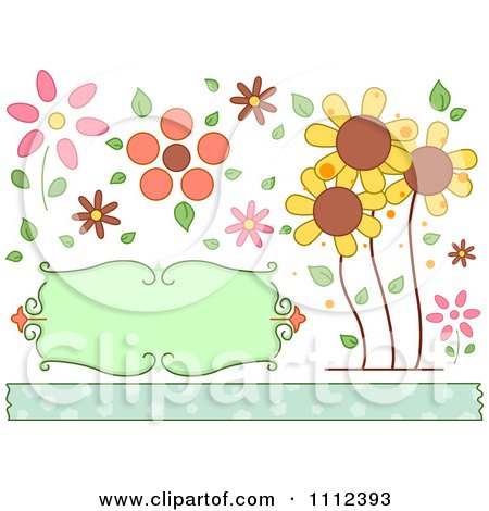 Clipart Sunflowers And Floral Design Elements With A Border - Royalty Free Vector Illustration by BNP Design Studio