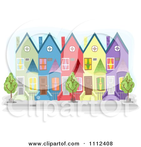 Clipart Colorful Townhouse Buildings - Royalty Free Vector Illustration by BNP Design Studio