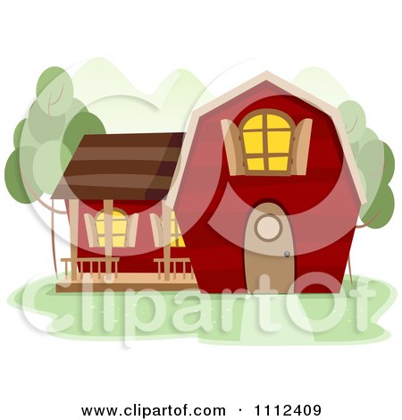 Clipart Red Coutnry Barn House - Royalty Free Vector Illustration by BNP Design Studio