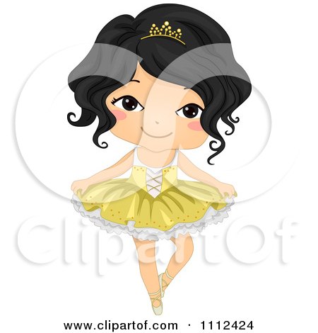 Clipart Cute Happy Asian Girl In A Ballet Tutu - Royalty Free Vector Illustration by BNP Design Studio
