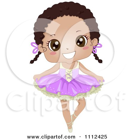 Clipart Cute Happy African American Girl In A Ballet Tutu - Royalty Free Vector Illustration by BNP Design Studio
