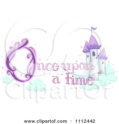 Clipart Castle In The Clouds With Once Upon A Time Text - Royalty Free Vector Illustration by BNP Design Studio