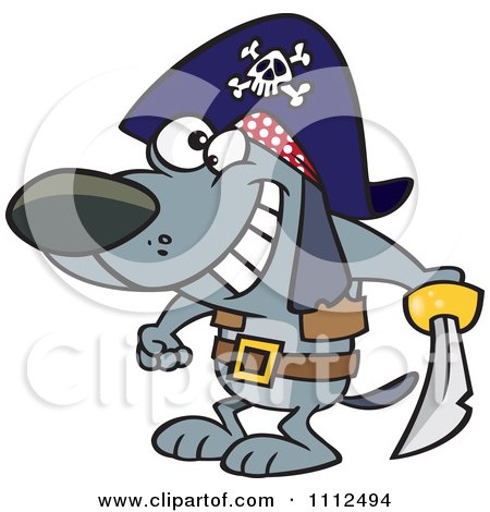 Clipart Pirate Dog Holding A Sword - Royalty Free Vector Illustration by toonaday