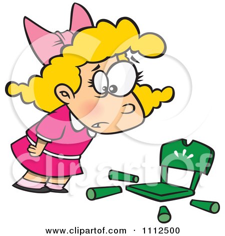 Clipart Girl Goldilocks With A Broken Chair - Royalty Free Vector Illustration by toonaday