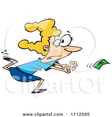 Clipart Woman Chasing Money - Royalty Free Vector Illustration by toonaday