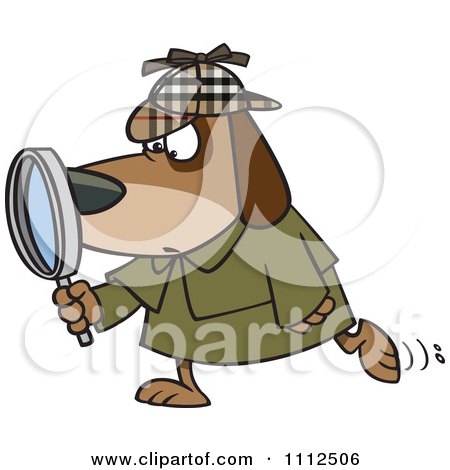 Clipart Sleuth Dog Using A Magnifying Glass - Royalty Free Vector Illustration by toonaday
