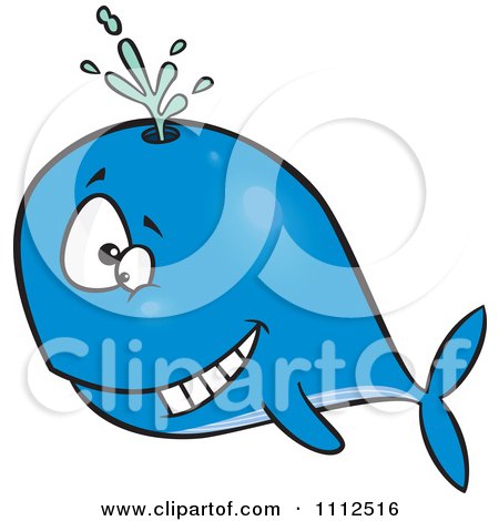 Clipart Happy Blue Whale Spouting - Royalty Free Vector Illustration by toonaday