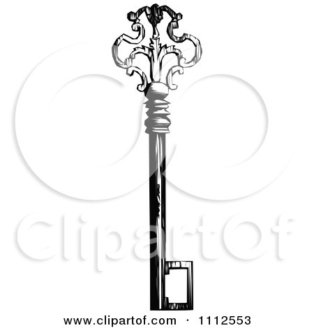Clipart Vintage Black And White Skeleton Key 1 - Royalty Free Vector Illustration by Prawny Vintage