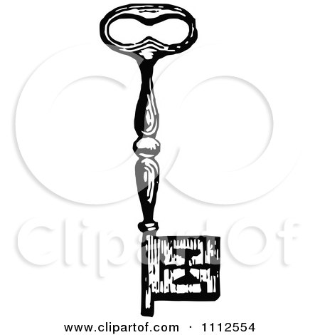 Clipart Vintage Black And White Skeleton Key 2 - Royalty Free Vector Illustration by Prawny Vintage