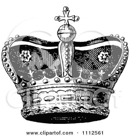 Clipart Vintage Black And White Coronet Crown 1 - Royalty Free Vector Illustration by Prawny Vintage