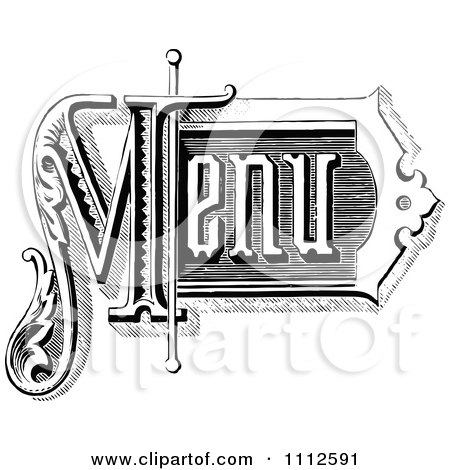 Clipart Vintage Black And White Menu Text 2 - Royalty Free Vector Illustration by Prawny Vintage