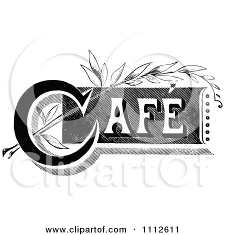 Clipart Vintage Black And White Cafe Sign 2 - Royalty Free Vector Illustration by Prawny Vintage