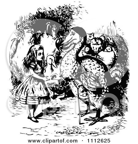 Clipart Alice Talking To The Dodo In Wonderland - Royalty Free Vector Illustration by Prawny Vintage
