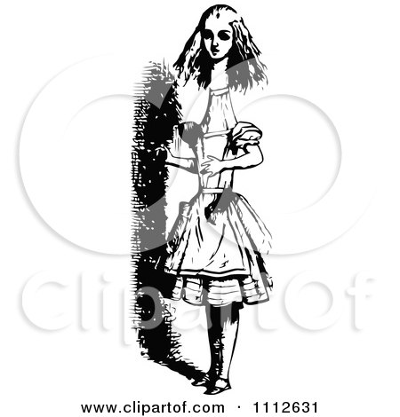 Clipart Alice Growing Tall In Wonderland - Royalty Free Vector Illustration by Prawny Vintage