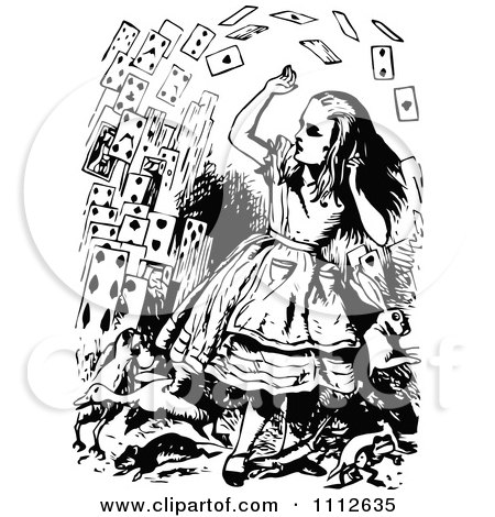 Clipart Cards Flying At Alice In Wonderland - Royalty Free Vector Illustration by Prawny Vintage