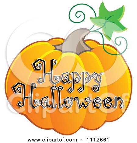 Clipart Happy Halloween Text On A Pumpkin - Royalty Free Vector Illustration by visekart