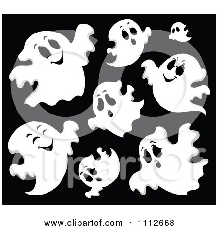 Clipart Spooky Ghosts On Black - Royalty Free Vector Illustration by visekart