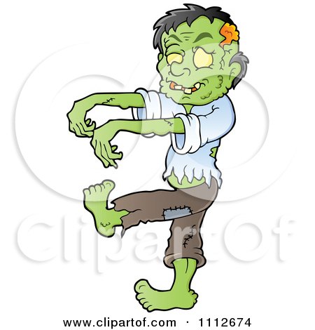 Clipart Grene Zombie Walking - Royalty Free Vector Illustration by visekart