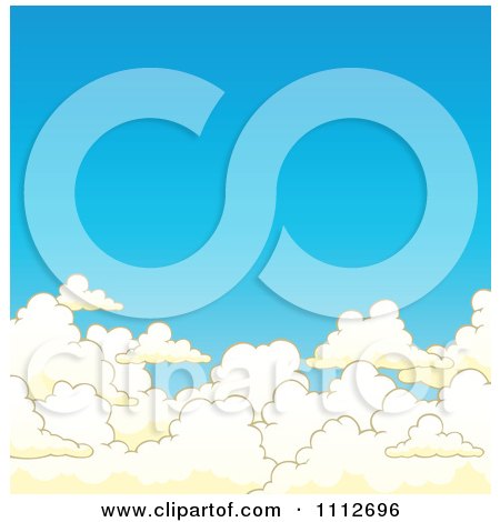 Clipart Background Of Blue Sky Above Puffy Clouds - Royalty Free Vector Illustration by visekart