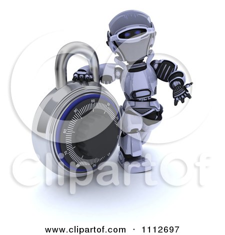 Clipart 3d Robot With A Padlock - Royalty Free CGI Illustration by KJ Pargeter