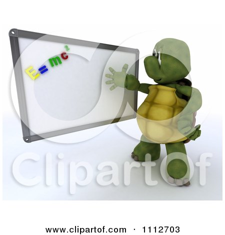 Clipart 3d Tortoise Teacher Presenting A White Board With Physics Magnets - Royalty Free CGI Illustration by KJ Pargeter