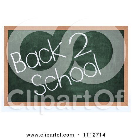Clipart 3d Chalk Board With Back 2 School Text - Royalty Free CGI Illustration by KJ Pargeter