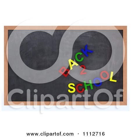 Clipart 3d Black Board With Back 2 School Magnets - Royalty Free CGI Illustration by KJ Pargeter