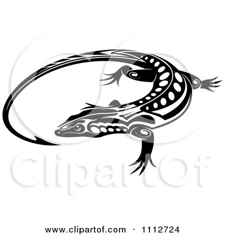 Clipart Black And White Tribal Lizard 13 - Royalty Free Vector Illustration by Vector Tradition SM