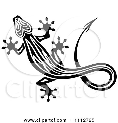 Clipart Black And White Tribal Lizard 11 - Royalty Free Vector Illustration by Vector Tradition SM