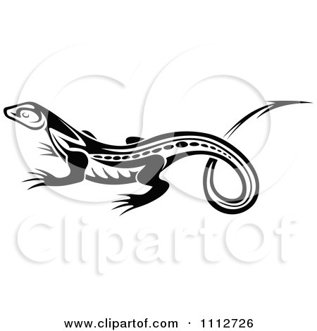 Clipart Black And White Tribal Lizard 12 - Royalty Free Vector Illustration by Vector Tradition SM