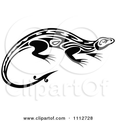 Clipart Black And White Tribal Lizard 9 - Royalty Free Vector Illustration by Vector Tradition SM