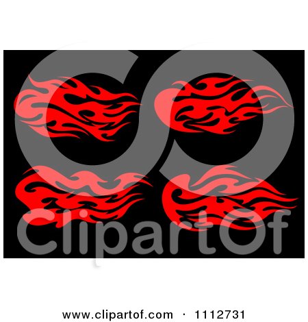 Clipart Red Tribal Flames Design Elements On Black 1 - Royalty Free Vector Illustration by Vector Tradition SM