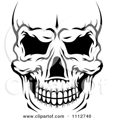 Clipart Black And White Human Skull Close Up And Cropped - Royalty Free Vector Illustration by Vector Tradition SM