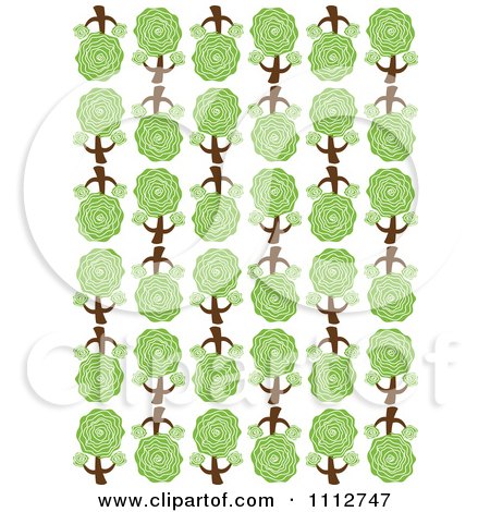 Clipart Seamless Tree Background Pattern Over White - Royalty Free Vector Illustration by Vector Tradition SM