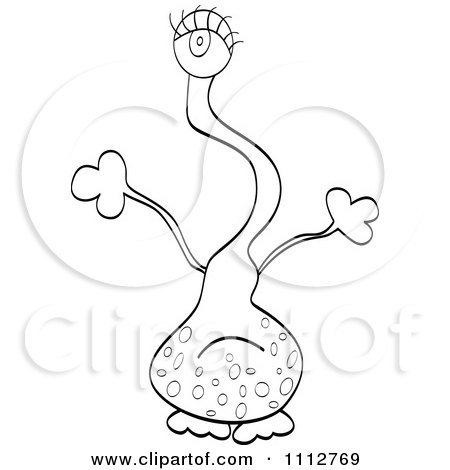 Clipart Outlined One Eyed Alien - Royalty Free Vector Illustration by Andrei Marincas