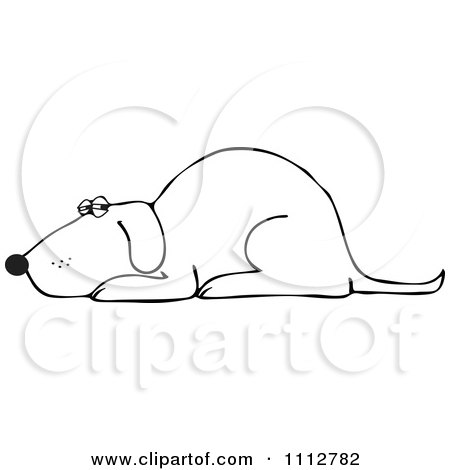 Clipart Outlined Dog Resting - Royalty Free Vector Illustration by djart
