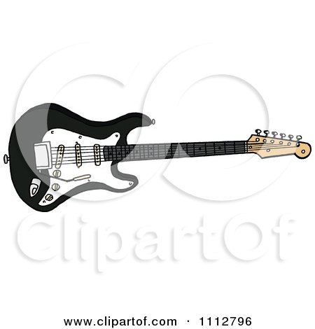 Clipart Black Fender Stratocaster Electric Guitar - Royalty Free Vector Illustration by LaffToon