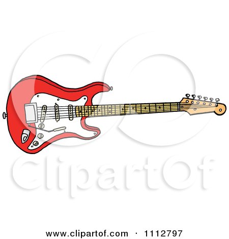 Clipart Fiesta Red Fender Stratocaster Electric Guitar - Royalty Free Vector Illustration by LaffToon