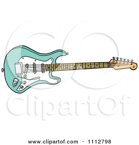 Clipart Surf Green Fender Stratocaster Electric Guitar - Royalty Free Vector Illustration by LaffToon