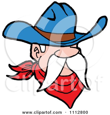 Clipart Western Cowboy With A Long White Mustache - Royalty Free Vector Illustration by LaffToon