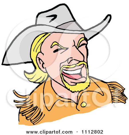 Clipart Blond Western Cowboy Laughing - Royalty Free Vector Illustration by LaffToon