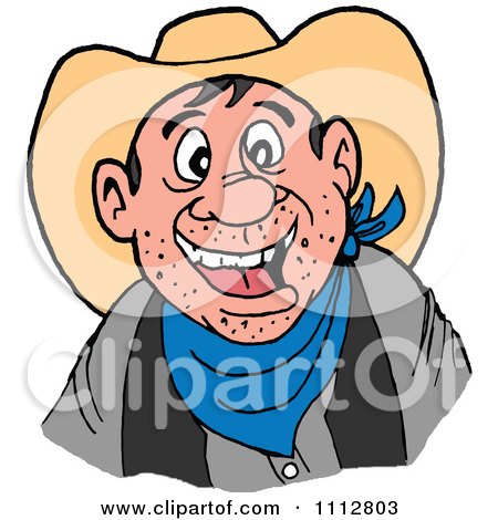 Clipart Happy Western Cowboy - Royalty Free Vector Illustration by LaffToon