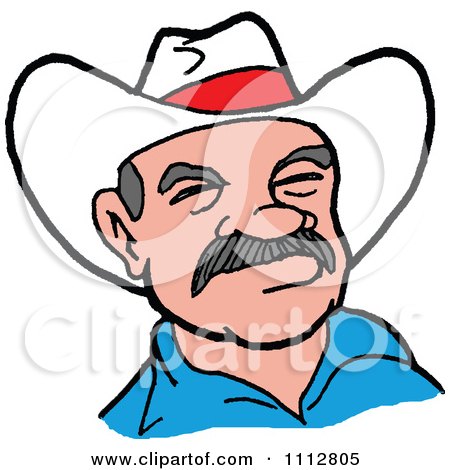 Clipart Western Cowboy With An Intimidating Expression - Royalty Free Vector Illustration by LaffToon