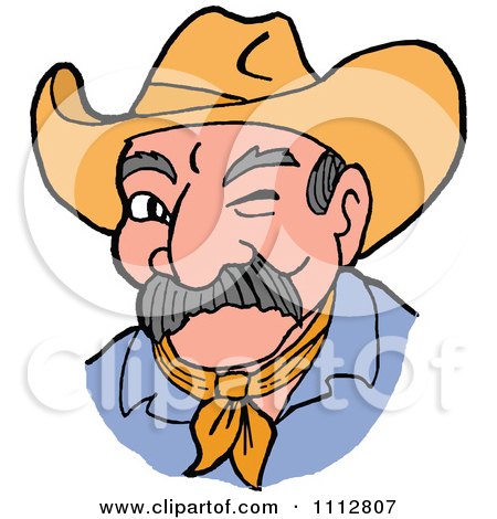 Clipart Winking Cowboy - Royalty Free Vector Illustration by LaffToon