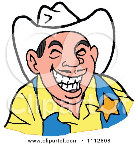 Clipart Western Sheriff Cowboy Laughing - Royalty Free Vector Illustration by LaffToon