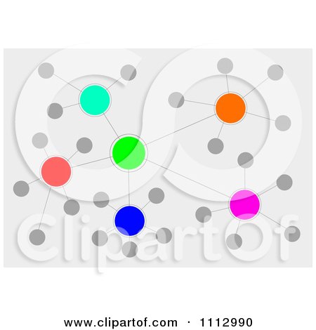 Clipart Colorful Orb Network Over Gray - Royalty Free Illustration by oboy