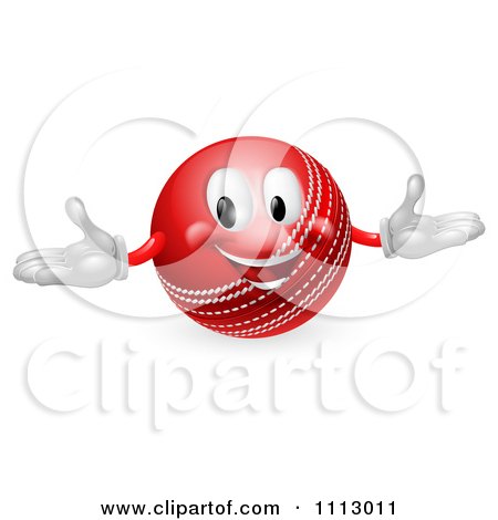 Clipart 3d Happy Cricket Ball Mascot - Royalty Free Vector Illustration by AtStockIllustration