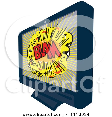 Clipart Retro LCD Television Screen With A Comic BLAM Explosion - Royalty Free Vector Illustration by patrimonio