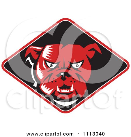 Clipart Red Angry Bulldog In A Black Diamond - Royalty Free Vector Illustration by patrimonio