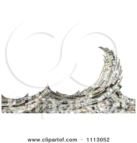Clipart 3d Cash Money Forming A Splashing Surf Wave Over White - Royalty Free CGI Illustration by stockillustrations